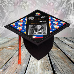 Elegant Class of 20XX, Photo & Philippine Flag Graduation Cap Topper