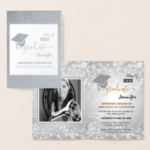 Elegant Class of 20XX, Photo, Topper Graduation Foil Card