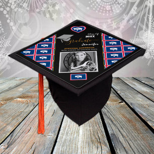 Elegant Class of 20XX, Photo & Wyoming Flag Graduation Cap Topper