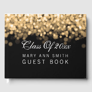 Elegant "Class Of" Graduation Party Gold Lights Guest Book