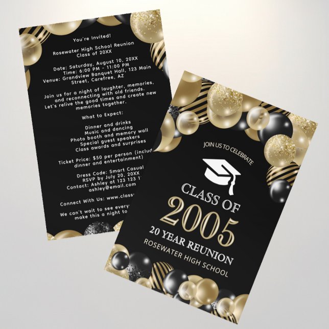 Elegant Class Reunion Black Gold Events Invitation (Creator Uploaded)