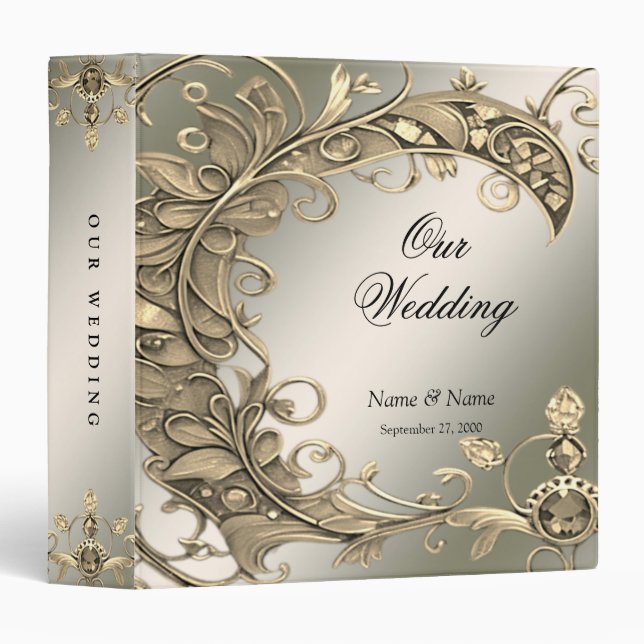 Élégant Classeur d'album décoratif or moderne (Devant/Côté)