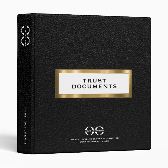 Élégant Classeur de documents de fiducie en cuir n (Devant/Côté)