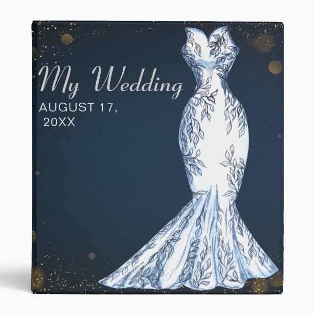 Élégant Classeur de Mariage bleu blanc (Devant)