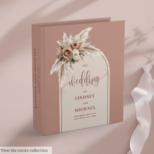 Élégant Classeur Mariage Pampas Arch Boho Rose Dus