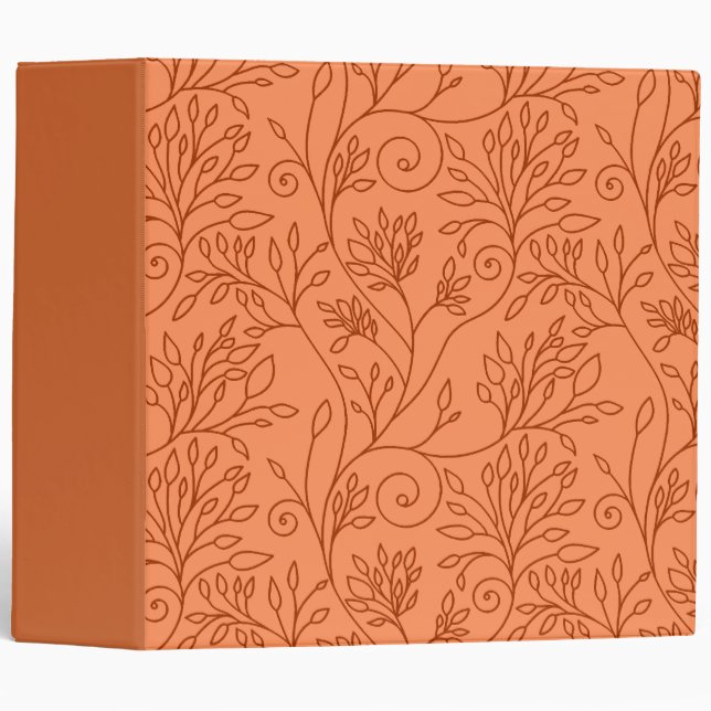 Élégant Classeur orangé fleuri (Devant/Côté)