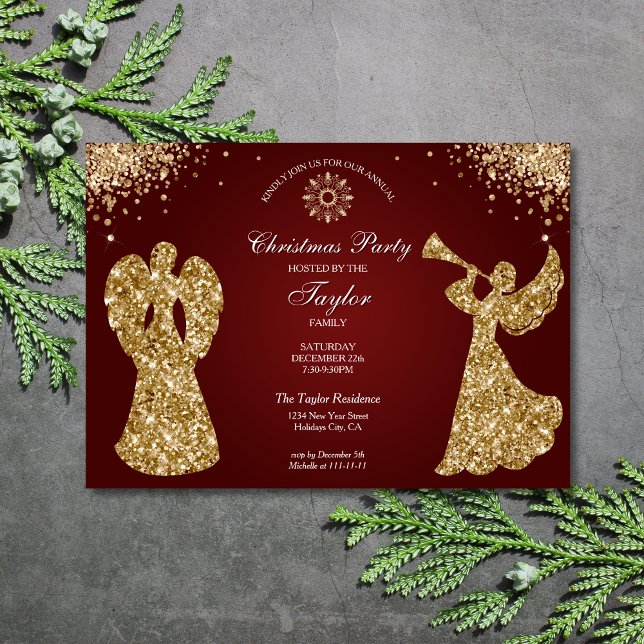 Elegant Classic Angel Christmas Dinner Party Invitation (Creator Uploaded)