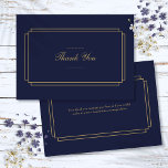 Elegant Classic Art Deco Navy Blue and Gold Thank You Card<br><div class="desc">Classic Art Deco navy blue and gold thank you card featuring elegant geometric lines that frame your thank you message. A perfect way to say thank you for any special event,  including weddings,  anniversaries,  bridal or baby showers,  Designed by Thisisnotme©</div>
