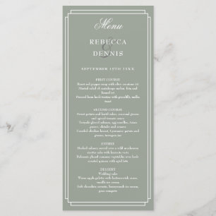 Elegant Classic Art Deco Sage Green Wedding Menu