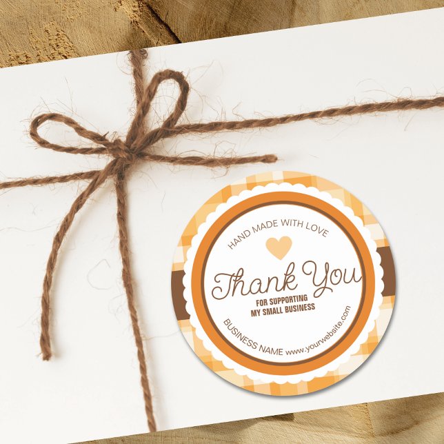 Elegant Classic Autumn Plaid Pattern Thank You  Classic Round Sticker (Creator Uploaded)