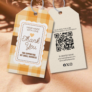 Elegant Classic Autumn Plaid Pattern Thank You Gift Tags