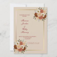 Elegant Classic being & brown wedding invitations 