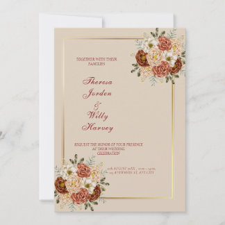 Elegant Classic being & brown wedding invitations 