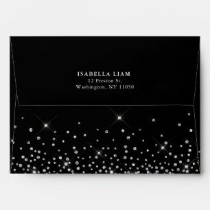 Elegant Classic Black and Silver Glitter Envelope