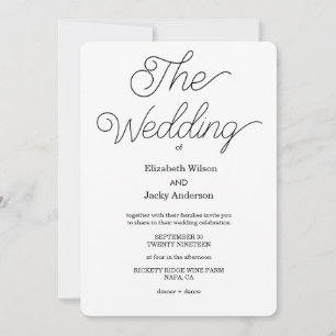 Elegant Classic Black and White Caligraphy Wedding Invitation