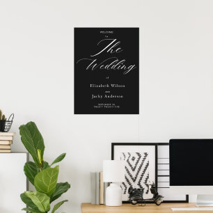 Elegant Classic Black and White Caligraphy Wedding Poster