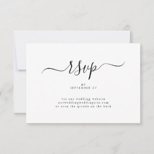 Elegant Classic Black and White Caligraphy Wedding RSVP Card