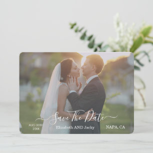 Elegant Classic Black and White Caligraphy Wedding Save The Date