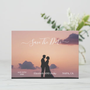 Elegant Classic Black and White Caligraphy Wedding Save The Date