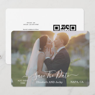 Elegant Classic Black and White Caligraphy Wedding Save The Date