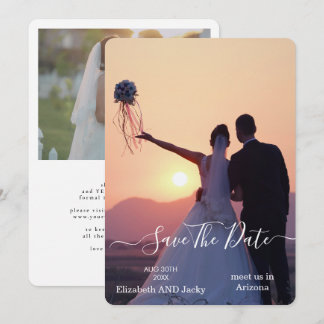 Elegant Classic Black and White Caligraphy Wedding Save The Date