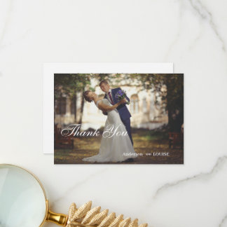 Elegant Classic Black and White Calligraphy Weddin Thank You Card