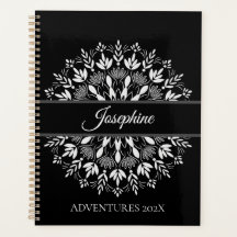 Elegant classic Black  and White Floral mandala