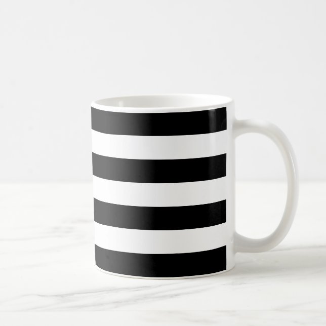 Elegant Classic Black and white stripes pattern Coffee Mug (Right)