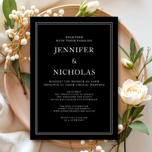 Elegant Classic Black And White Virtual Wedding Invitation