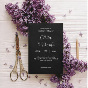 Elegant classic black and white wedding invitation flyer