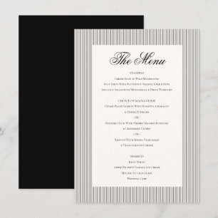 Elegant Classic Black Cream White Wedding Dinner Menu