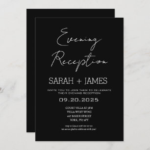 Elegant Classic Black Evening Reception Wedding Invitation
