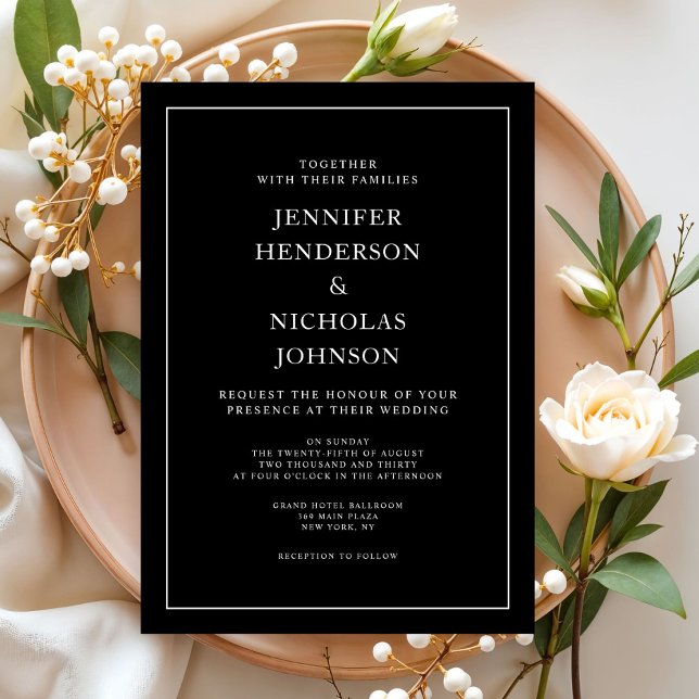 Elegant Classic Black Minimalist Wedding Invitation (Elegant Classic Black Minimalist Wedding Invitation)