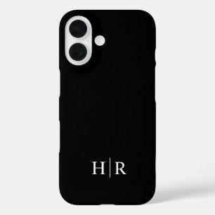 Elegant Classic Black Modern Minimalist Monogram iPhone 16 Case