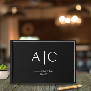 Elegant Classic Black Monogram Wedding Guest Book