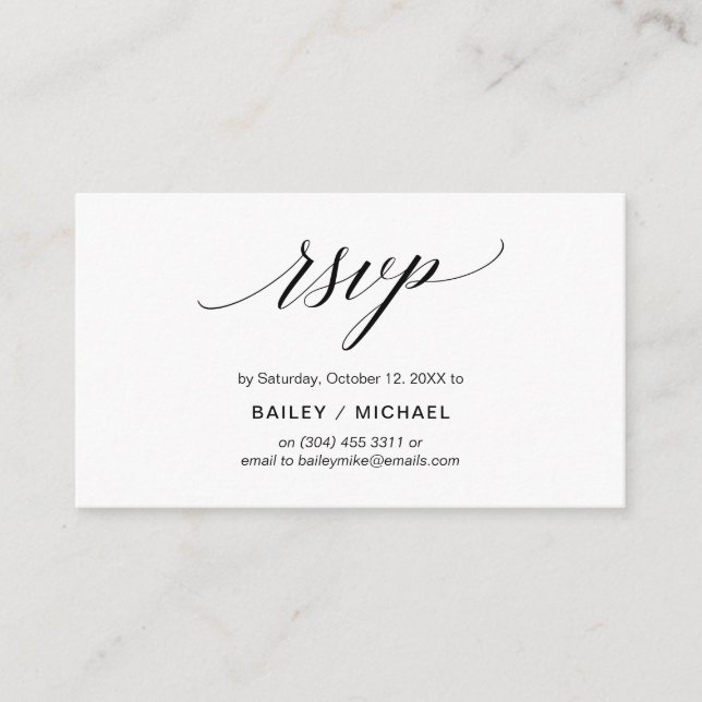 Elegant Classic, Black Script, Party RSVP Enclosure Card (Front)