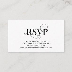 Elegant Classic, Black Script, RSVP respond Enclosure Card