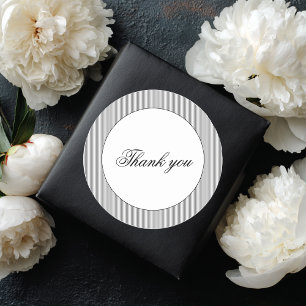 Elegant Classic Black Stripes Thank You Wedding Round Sticker