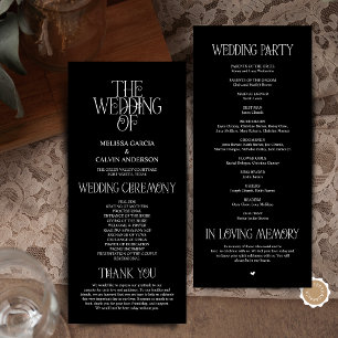 Elegant Classic Black Typography Wedding Program