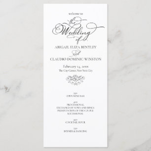 Elegant Classic Black & White Calligraphy Wedding Program
