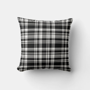 Elegant classic black white plaid pattern throw pillow