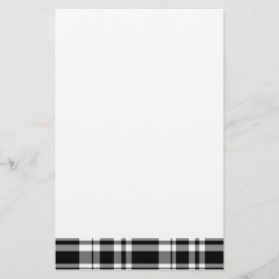 Elegant classic Black White Plaid Stationery