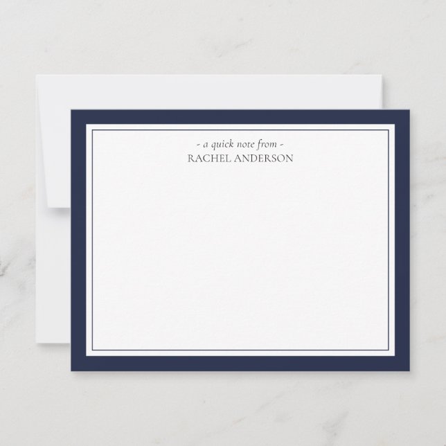 Elegant Classic Blue Double Border Personalised  Card (Front)