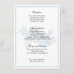 Elegant Classic Blue Floral Wedding Reception Invitation