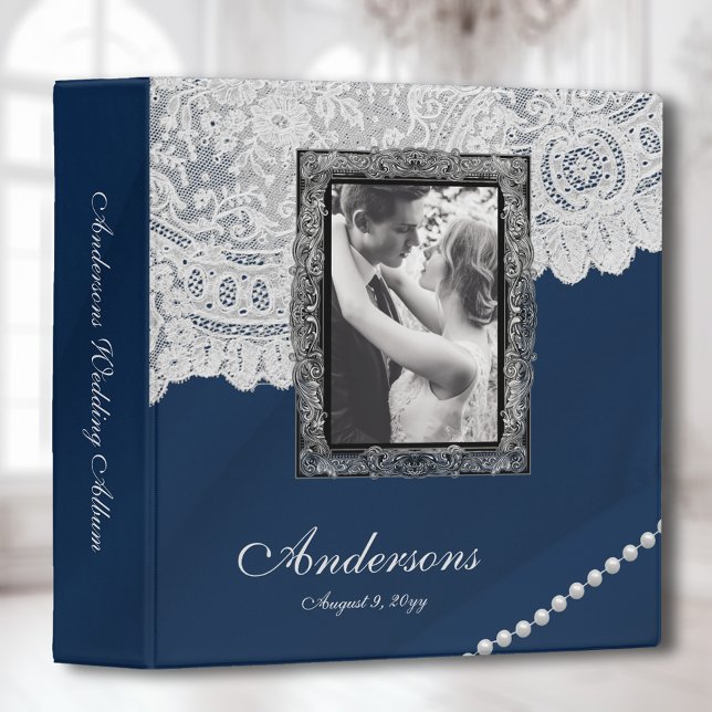 Elegant Classic Blue Photo Wedding Album Binder (Creator Uploaded)