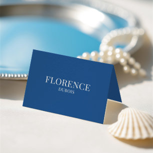 Elegant Classic Blue & White Wedding Place Card 