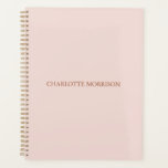 Elegant classic blush pink custom name monogram planner<br><div class="desc">Elegant custom name monogram blush pink solid plain colour personalized planner. Minimalist,  simple,  modern,  chic stylish design.
Dusty rose customizable serif text on blush pink solid plain colour background.
Great for school,  office or personal use.</div>
