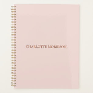 Elegant classic blush pink custom name monogram planner