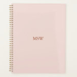 Elegant classic blush pink monogram minimalist planner<br><div class="desc">Elegant classic custom name monogram blush pink solid plain colour personalized planner. Minimalist,  simple,  modern,  stylish design.
Dusty rose customizable serif text on blush pink solid plain colour background.</div>