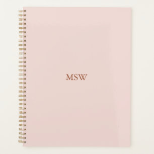 Elegant classic blush pink monogram minimalist planner